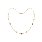 Freshwater Pearl Station Chain Necklace with Tourmaline and Diamond Freshwater Pearl-AAAA Quality - Arisha Jewels