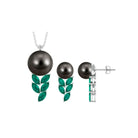 Nature Inspired Jewelry Set with Tahitian Pearl and Emerald Tahitian pearl-AAAA Quality - Arisha Jewels