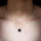 Arisha Jewels-Classic Black Tahitian Pearl Floral Pendant with Diamond