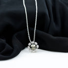 Arisha Jewels-Classic Black Tahitian Pearl Floral Pendant with Diamond