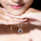 Arisha Jewels-Classic Black Tahitian Pearl Floral Pendant with Diamond