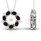 Arisha Jewels-Freshwater Pearl Statement Pendant with Garnet and Diamond