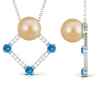 Arisha Jewels-Golden South Sea Pearl Contemporary Necklace with Blue Topaz