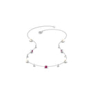 Freshwater Pearl Station Chain Necklace with Tourmaline and Diamond Freshwater Pearl-AAA Quality - Arisha Jewels