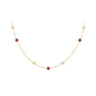 Freshwater Pearl Station Chain Necklace with Tourmaline and Diamond Freshwater Pearl-AAA Quality - Arisha Jewels