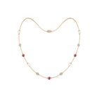 Freshwater Pearl Station Chain Necklace with Tourmaline and Diamond Freshwater Pearl-AAA Quality - Arisha Jewels