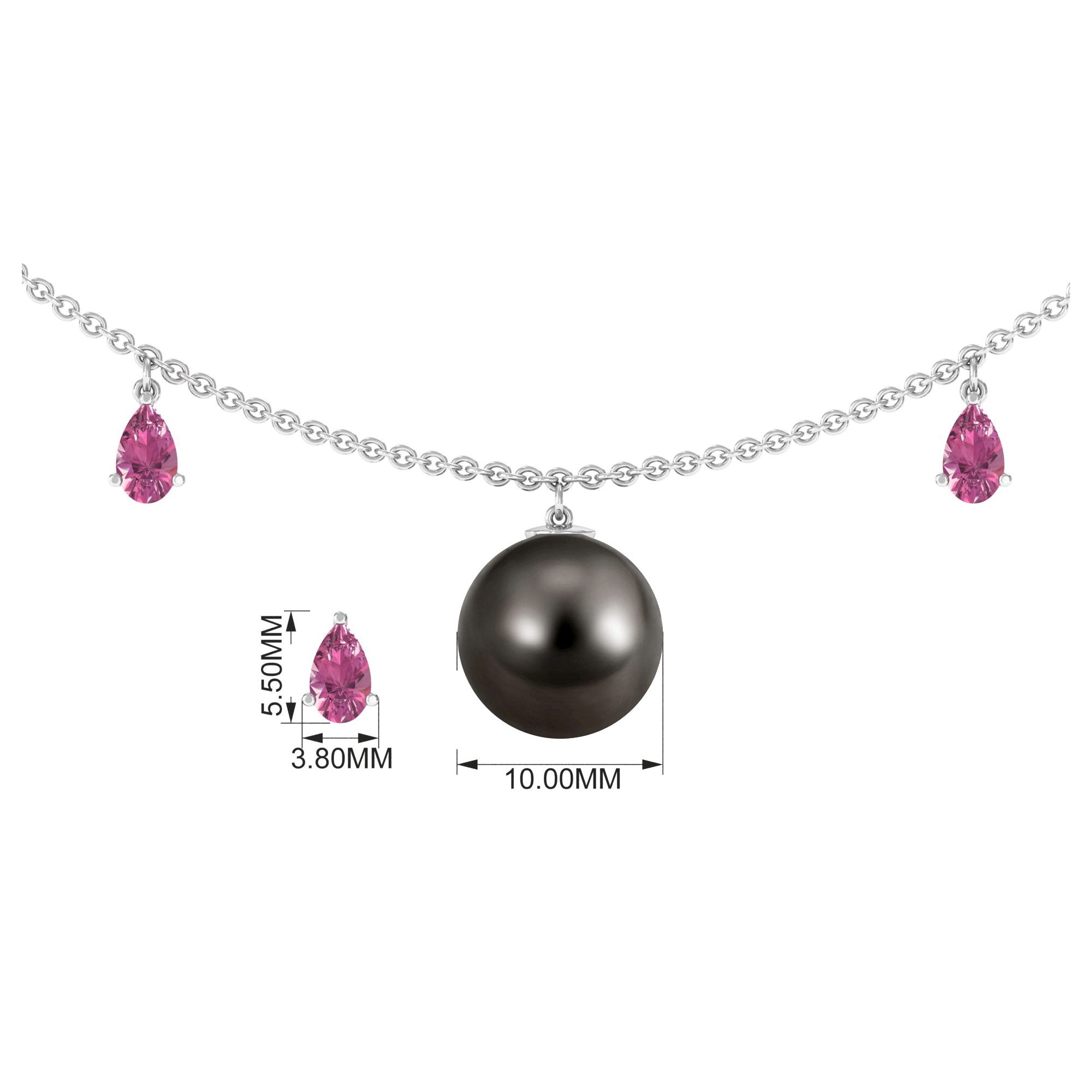 Classic Black Pearl Layering Necklace with Pink Tourmaline Tahitian pearl-AAA Quality - Arisha Jewels