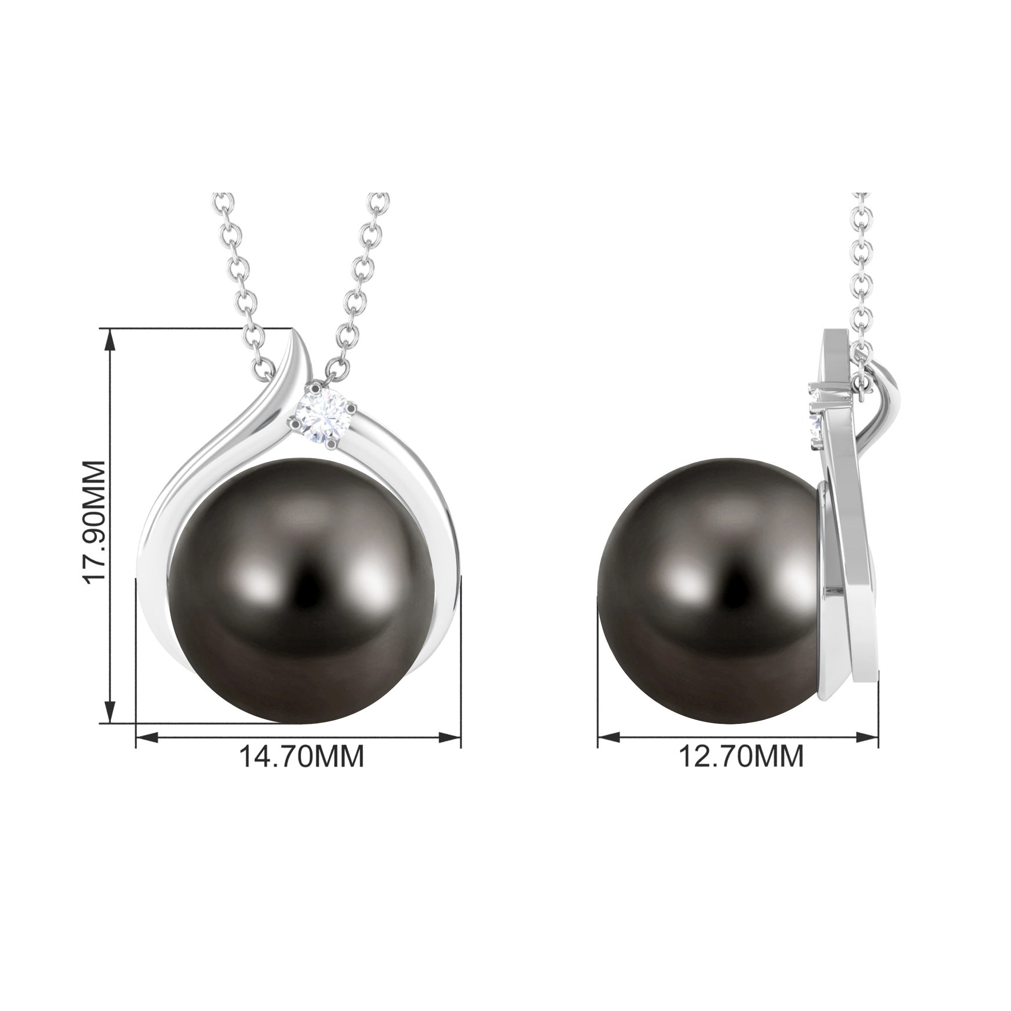 Simple Tahitian Pearl Solitaire Pendant Necklace Tahitian pearl - ( AAA ) - Quality - Arisha Jewels