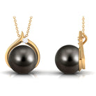 Simple Tahitian Pearl Solitaire Pendant Necklace Tahitian pearl - ( AAA ) - Quality - Arisha Jewels