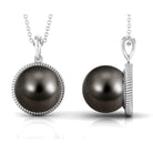 Round Solitaire Tahitian Pearl Pendant Necklace Tahitian pearl - ( AAA ) - Quality - Arisha Jewels