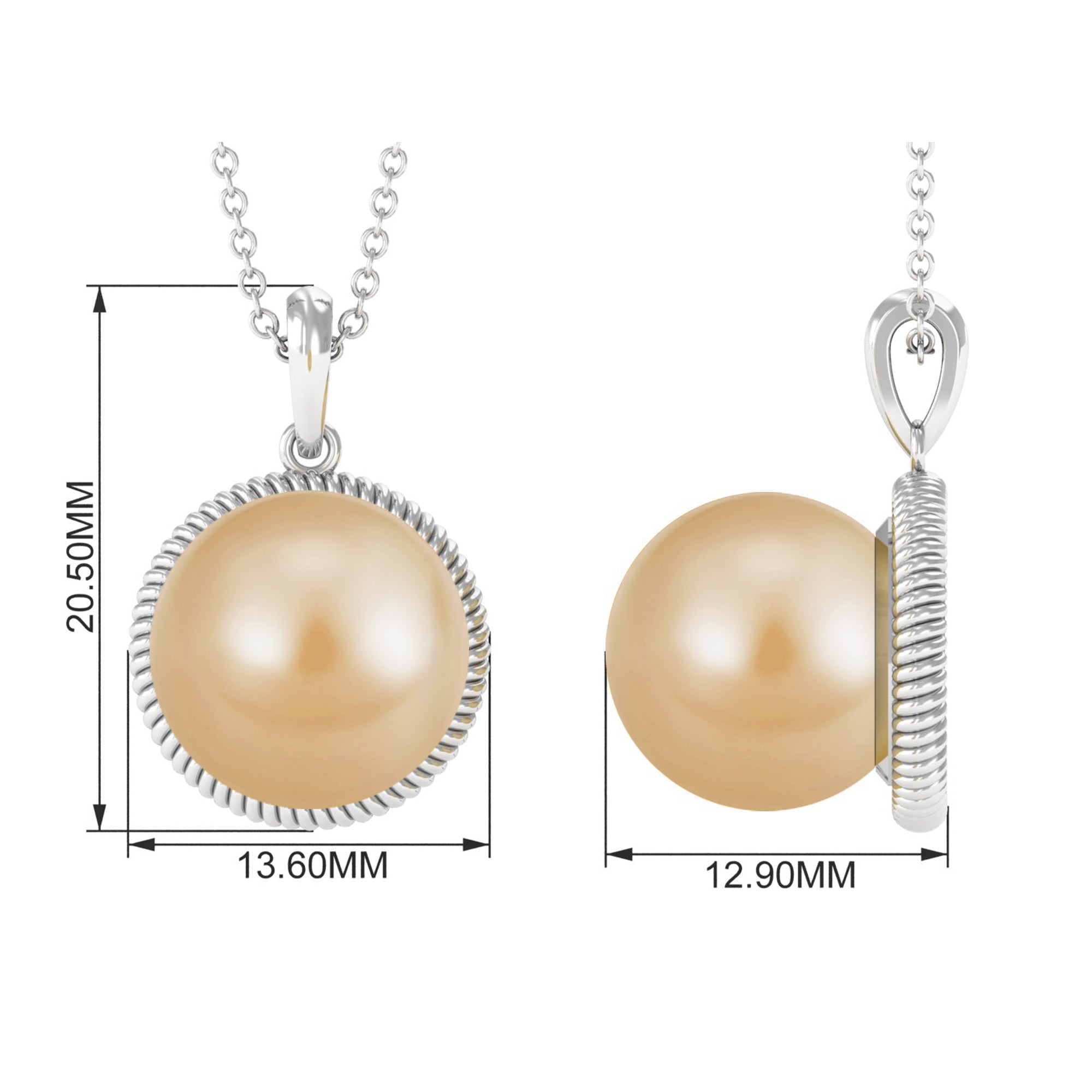 Golden South Sea Pearl Pendant with Rope Frame South Sea Pearl - ( AAA ) - Quality - Arisha Jewels
