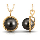 Tahitian Pearl Solitaire Pendant in Twisted Rope Frame Tahitian pearl - ( AAA ) - Quality - Arisha Jewels