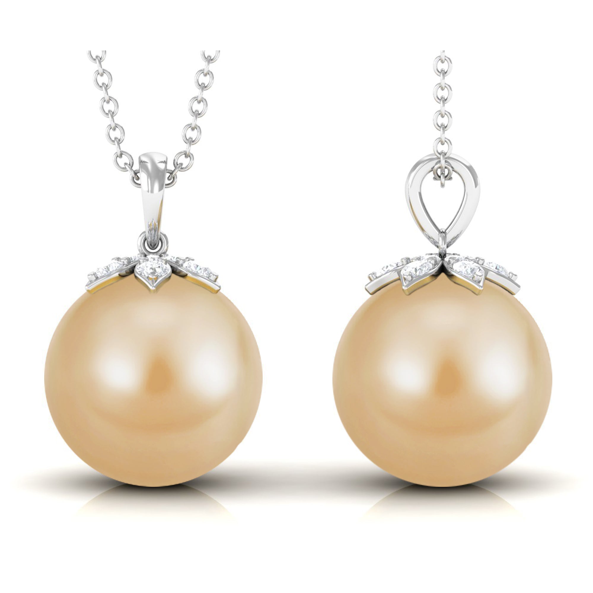 12 MM Round South Sea Pearl Drop Pendant Necklace South Sea Pearl - ( AAA ) - Quality - Arisha Jewels