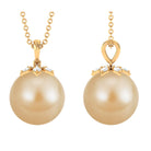 12 MM Round South Sea Pearl Drop Pendant Necklace South Sea Pearl - ( AAA ) - Quality - Arisha Jewels