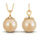 12 MM Round South Sea Pearl Drop Pendant Necklace South Sea Pearl - ( AAA ) - Quality - Arisha Jewels