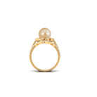 Golden Pearl Floral Bridal Ring Set with Diamond South Sea Pearl-AAAA Quality - Arisha Jewels