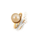 Elegant Pearl Bridal Ring Set of 2 with Diamond South Sea Pearl-AAAA Quality - Arisha Jewels