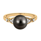 9 MM Pearl Solitaire Ring with Diamond Tahitian pearl-AAA Quality - Arisha Jewels