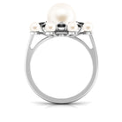 White Cultured Pearl Cocktail Ring with Black Onyx Freshwater Pearl-AAA Quality - Arisha Jewels